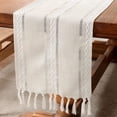 thumbnail image 1 of Vintage Table Runner with Tassel Wedding Family Dining Table Cloth Decorative Cloth Handmade Woven Farmhouse Cotton and Linen Table Mat, 1 of 6