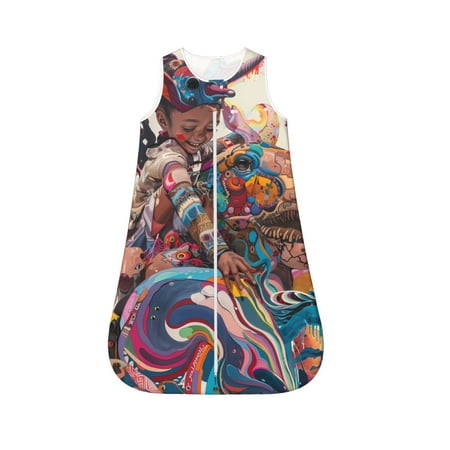 

Honeii Fantasy Colorful Beast Print Unisex Babies Sleepbag Wearable Blanket Baby Sleeveless Sleeping Bag-Small