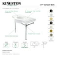 thumbnail image 4 of Kingston Brass VPB1377ST Templeton 37" Ceramic Console Sink with Stainless Steel Legs (8-Inch, 3-Hole), White/Brushed Brass, 4 of 5