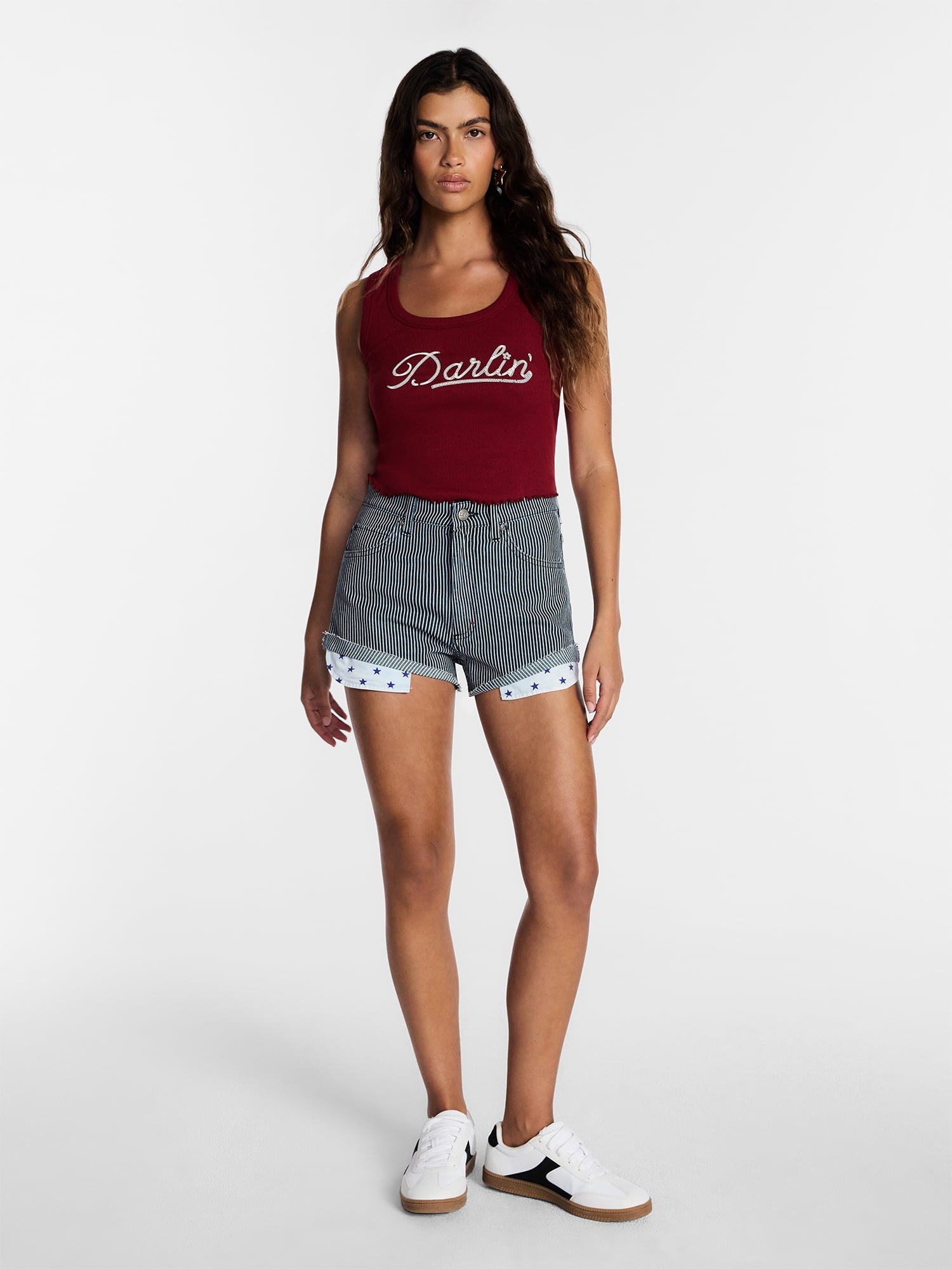 Kacey Lee Women's Darlin Graphic Cutaway Tank Top, Sizes XS-XXL