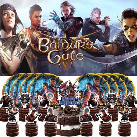 Baldur's Gate Party Supplies Birthday Decorations Plates Banner Kids Cake Toppers Set Decor