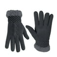 thumbnail image 2 of Classic Cable Knit Plush Fleece Lined Double Layer Winter Gloves, 2 of 10