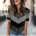 thumbnail image 2 of NAMTYQX Womens Tops Dressy Casual Casual Short Sleeve Comfort Trendy Plus Size Button V Neck Soft Boxy Fit Dark Gray Size M, 2 of 5
