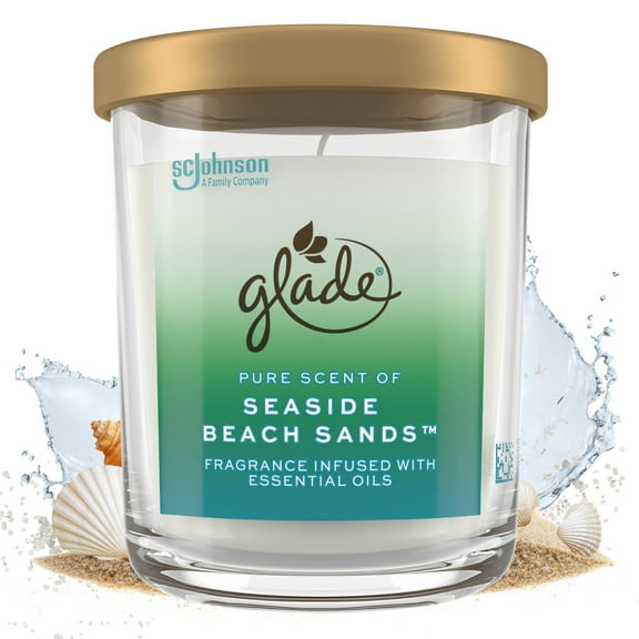 Glade Large Jar Scented Candle, Seaside Beach Sands, 16 oz, Burning time: Up to 85 hours