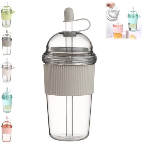 Reusable Iced Coffee Cups with Lids and Straws, 17oz PP Plastic Tumbler with Dome Top and Dust Cap, Ribbed Grip Sleeve Volume Marks