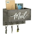 thumbnail image 3 of MyGift Wall Mounted Vintage Gray Wood Mail Organizer with Key Hooks, 3 of 7