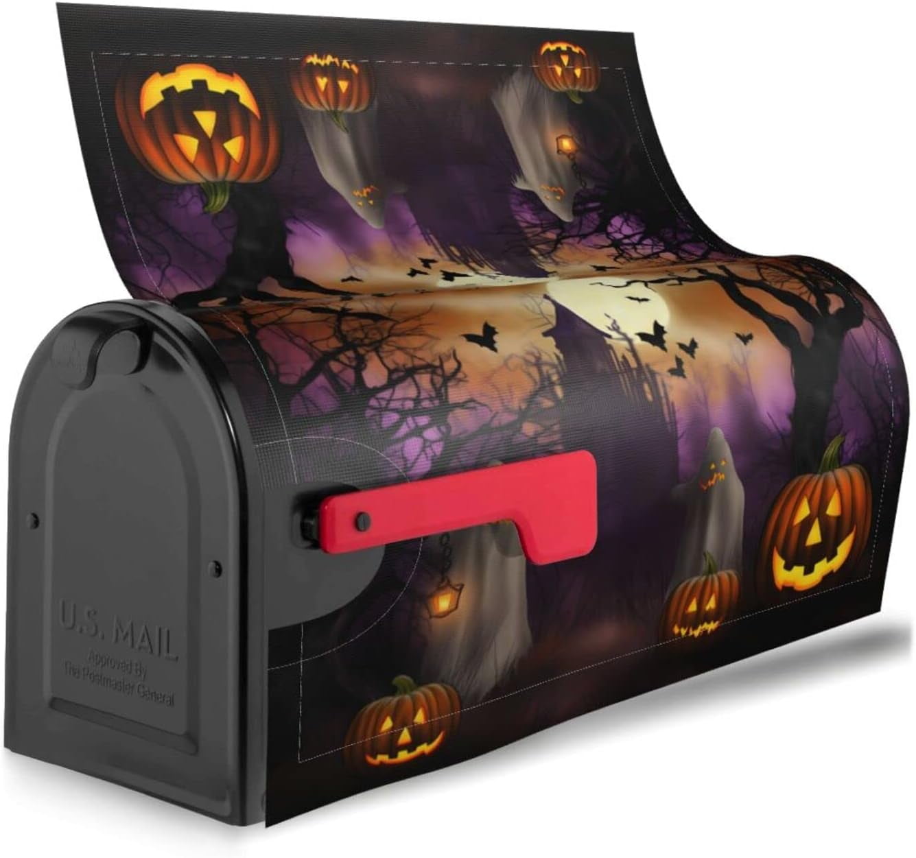 Halloween Haunts Mailbox Covers, Magnetic Post Box Cover Wraps Standard Size 21x18 in for Garden Yard Decor