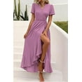 thumbnail image 5 of PRETTYGARDEN Women's Summer Maxi Dress Casual Wrap Floral Boho Short Sleeve V Neck Split Ruffle Beach Long Dresses, 5 of 8