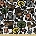thumbnail image 1 of Woodland Fabric by the Yard, Forest Pattern with Funny Bears Deer Fox and Raccoons Fallen Leaves Season Theme, Decorative Upholstery Fabric for Sofas and Home Accents, 3 Yards, Multicolor by Ambesonne, 1 of 4