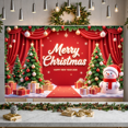 thumbnail image 6 of Red Theme Christmas Banner Christmas Tree Design Holiday Backdrop Gift Decorations Snowflake Pattern New Year Display for Christmas Party New Year Celebration Family Reunion, 6 of 9