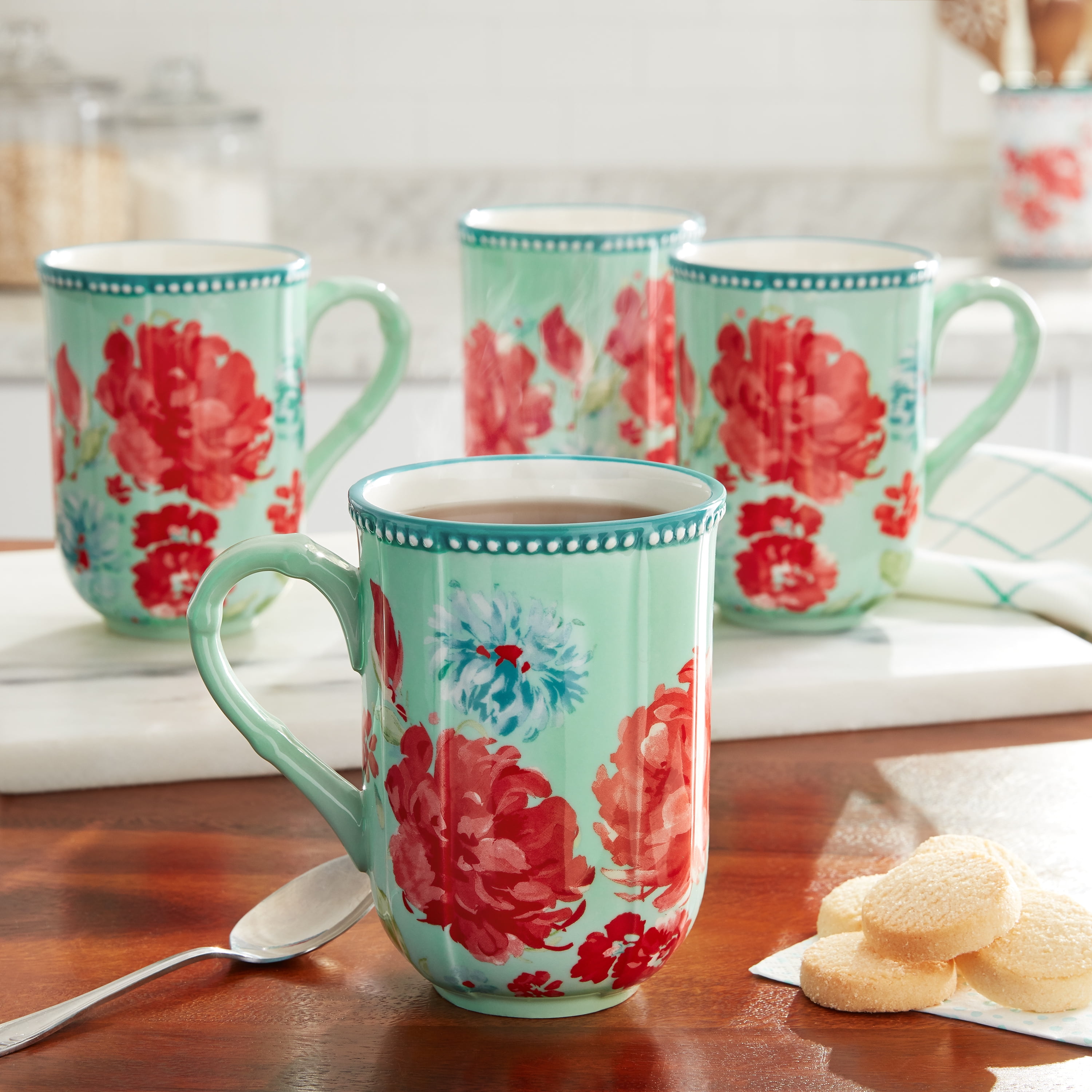 10 Coffee Mug Ceramic Hand Painted Flower Dollhouse Miniatures Kitchenware 