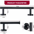 thumbnail image 2 of Matte Black Bathroom Accessory Bar Set Hand Towel Holder Wall Mounted Ring/Hook Support Rails Stainless Steel 3 Pieces, 12" Bar, 2 of 5