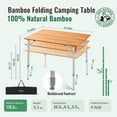 thumbnail image 2 of KingCamp Mesa plegable de bambú para acampar, 4 pliegues, liviana, con patas de aluminio de altura ajustable, mesas de campamento portátiles en bolsa de transporte para picnic en interiores y exterior, 2 of 5