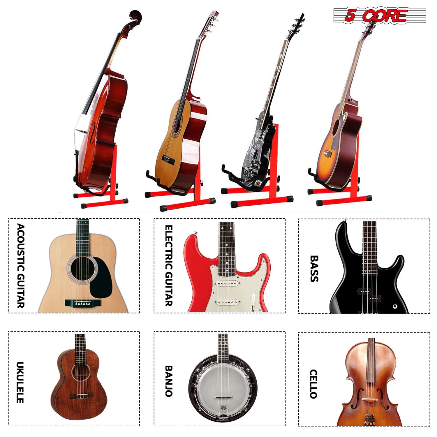 Guitar Stand A Frame w Soft Foam Arm Non Slip Rubber for Acoustic Electric Bass Ukulele