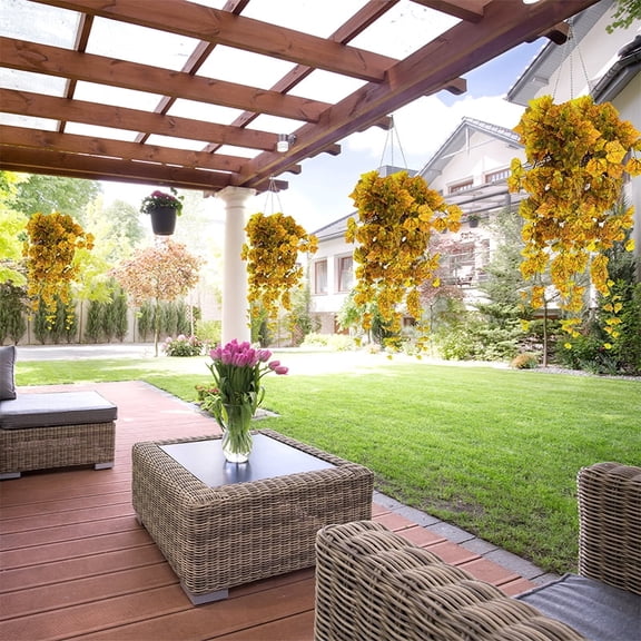 Artificial Rattan 35inch leaves are made with high quality plastic material,Uv-resistent and waterproof for outdoor use,perfect decor for backyard.