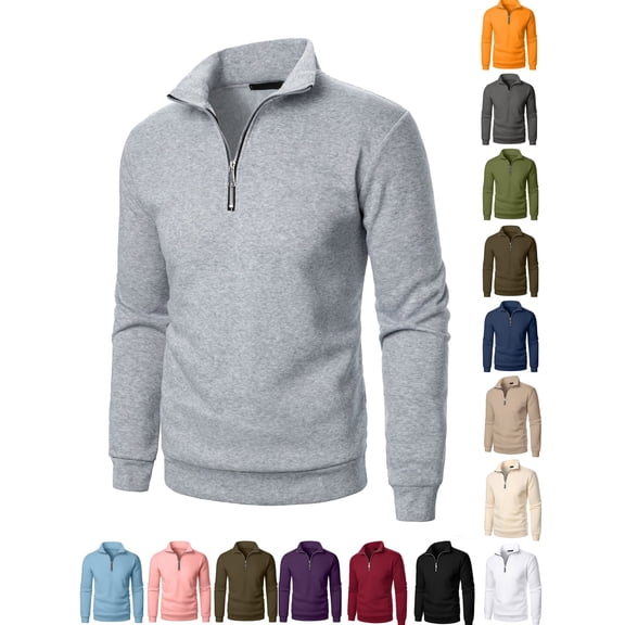 Yyuenw Mens Mock Neck Pullover Long Sleeve Quarter Zip Solid Sweatshirts Casual Athletic Slim Fit Sweatshirts for Men