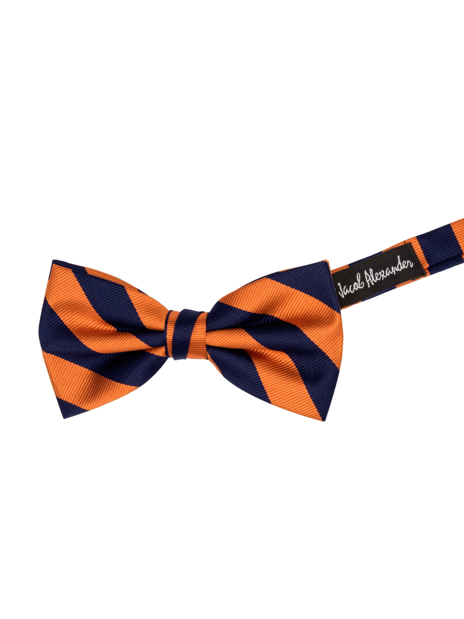 Jacob Alexander Stripe Woven Mens College Striped Pretied Bowtie Gold Black