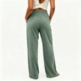 thumbnail image 5 of Women's Solid Corduroy Wide Leg Pants High Waist Drawstring Elastic Waist Comfy Casual Lounge Trousers with Pockets Green XL, 5 of 6