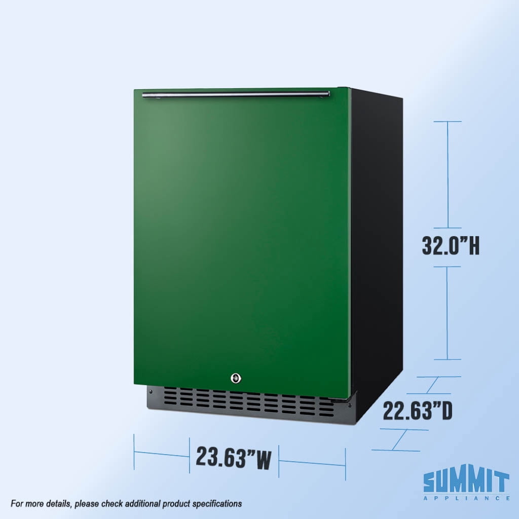 Summit 24" Built-In Refrigerator, 4.8 cu.ft., ADA Compliant, Undercounter, Green, Stainless Steel - AL54, Green, RHD