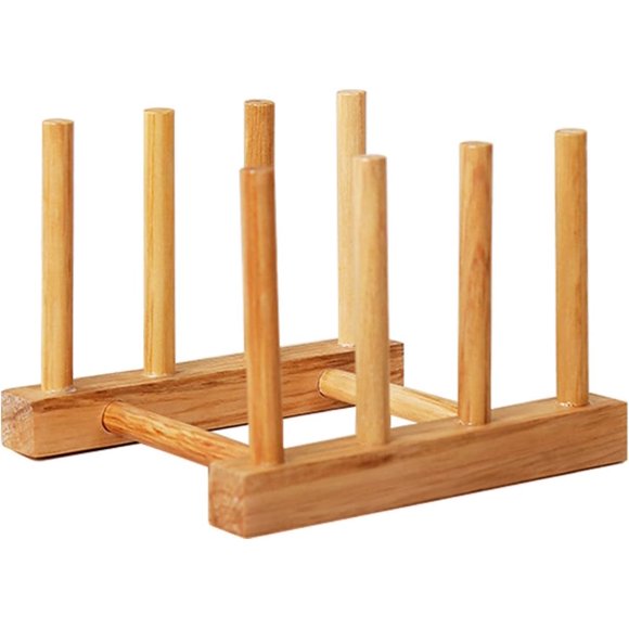 Kunovo Bamboo Dish Rack,Pot lid/Plate/Cutting Board Organizer for Kitchen cabinets,Bottle Drying Holder (3G)