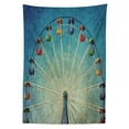 thumbnail image 3 of Ambesonne Vintage Tablecloth Rectangular Table Cover, Ferris Wheel Fun Retro, 52"x70", Blue, 3 of 4