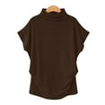 thumbnail image 4 of T-shirt à Col Roulé en Coton à Manches Courtes et à Col Rond pour Femmes T-shirt à Manches Longues pour Femmes, 4 of 5
