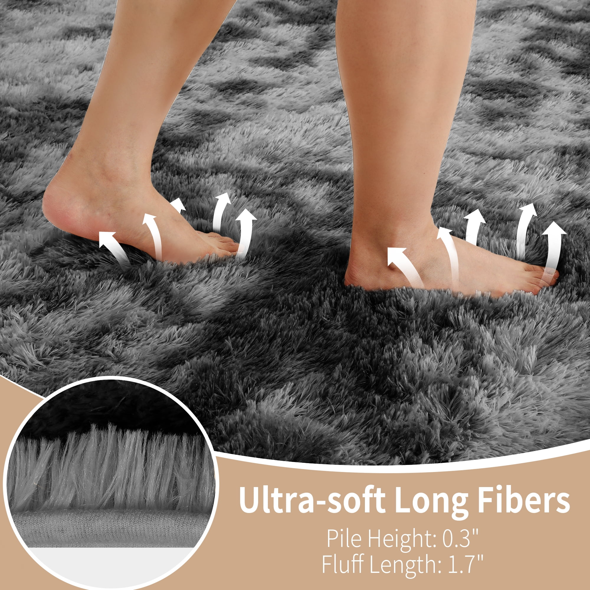 CozyDesg 5ft x 8ft Area Rugs, Soft Fluffy Area Rugs Floor Mat Floor Rugs for Living Room Bedroom Modern Decor Carpet, Dark Gray