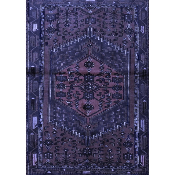 Ahgly Company Machine Washable Indoor Rectangle Persian Blue Traditional Area Rugs, 3' x 5'