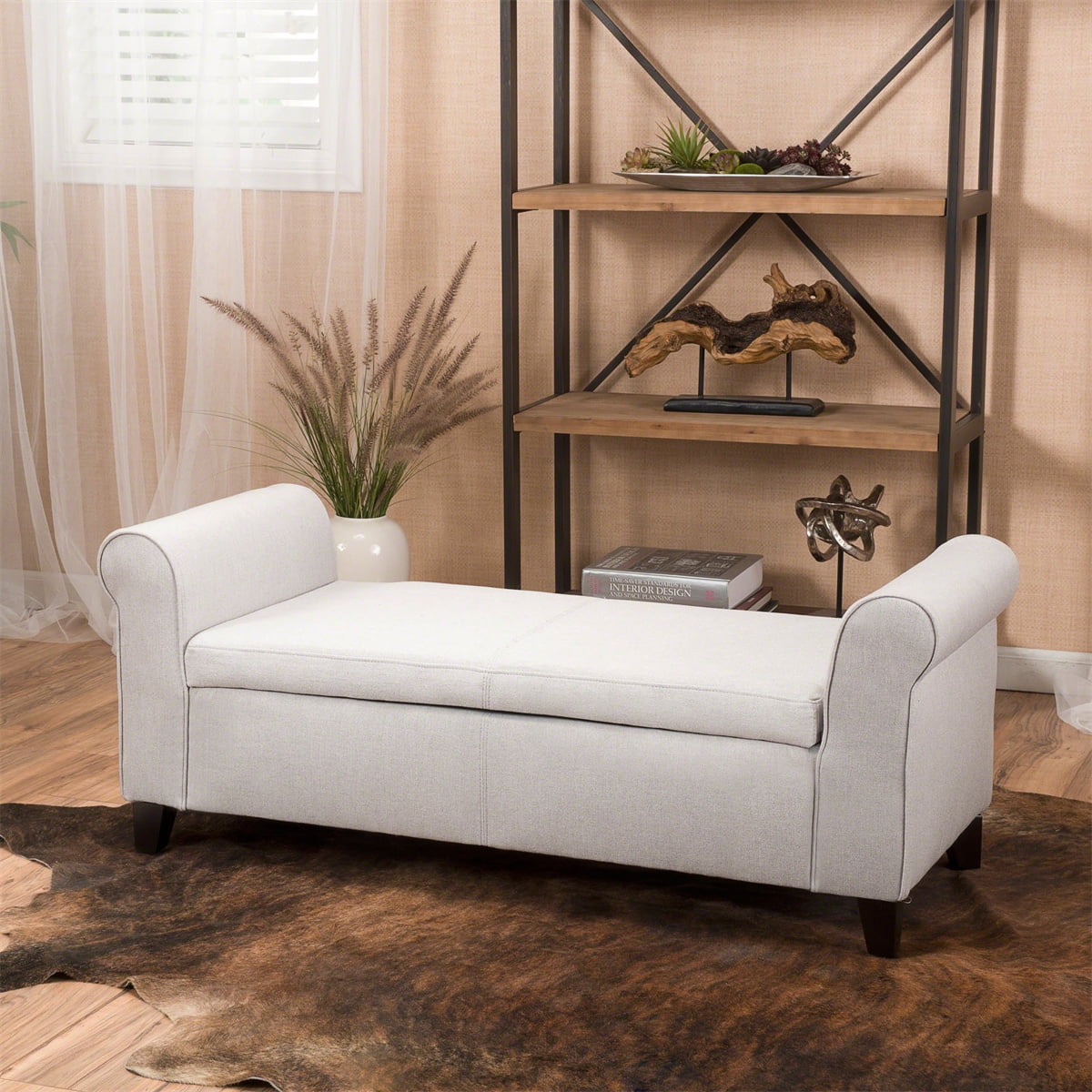 Kepooman Home Fabric Storage Bench, Ottoman Storage Chest with Arms for Home, Bedroom, Living Room, Light Grey Kepooman Home Fabric Storage Bench, Ottoman Storage Chest with Arms for Home, Bedroom, Living Room, Light Grey
