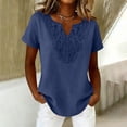thumbnail image 3 of Homenesgenics Tops for Women Plus Size Short Sleeve V-Neck Eyelet Casual Shirt / Tops Blue M, 3 of 8