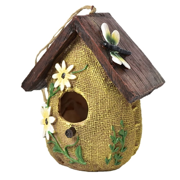 Riforla Maison d'Oiseau en Résine pour Extérieur Maison d'Oiseau Suspendue Fleur Maison d'Oiseau Suspendue Décoration Maison d'Oiseau pour Amateurs d'Oiseaux Arbre Hirondelle Oiseau Sauvage Nids d'Oiseaux Vert Taille Unique