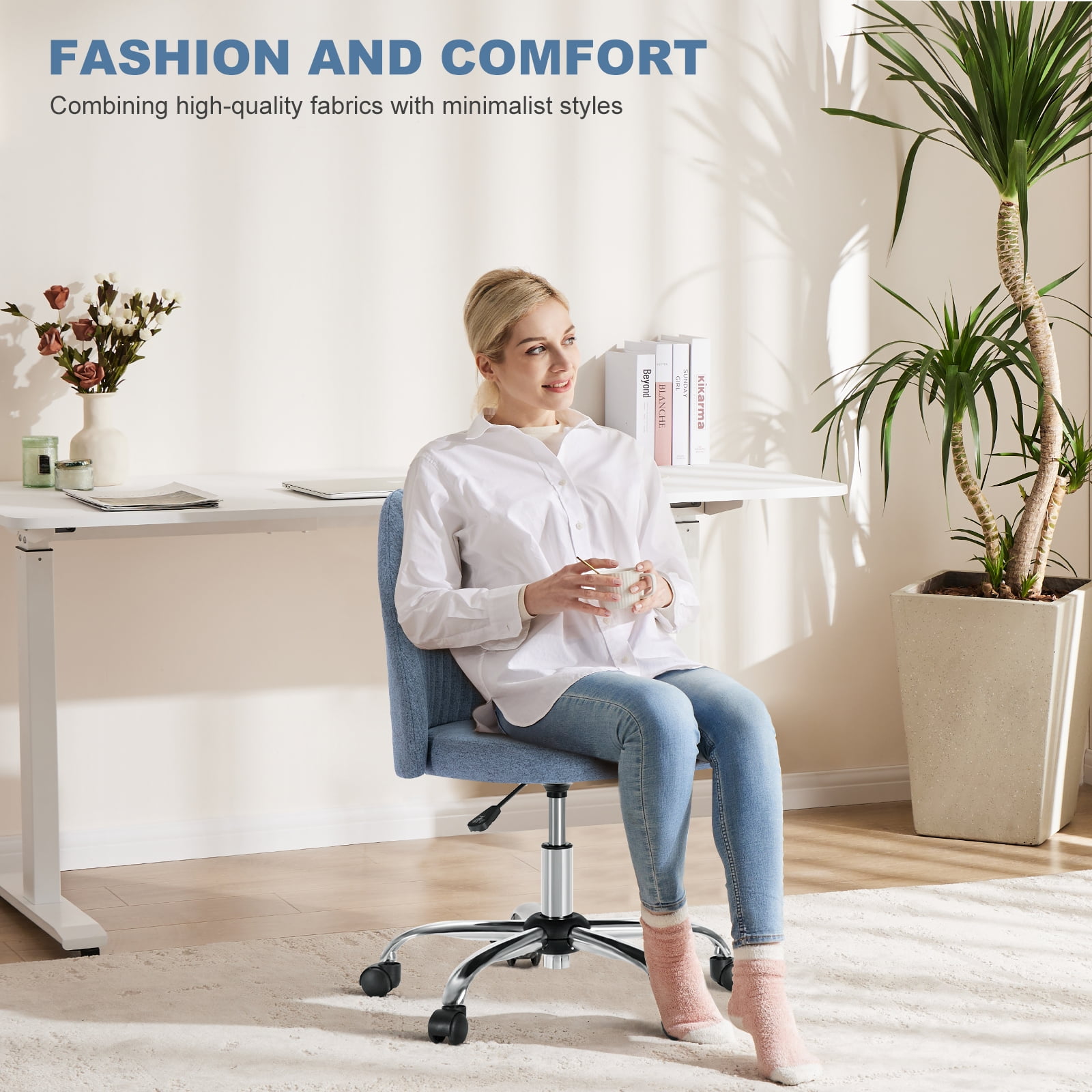 Gianna Home Office Desk Chair, Adjustable Armless Rolling Task Chair, Computer Chairs for Home