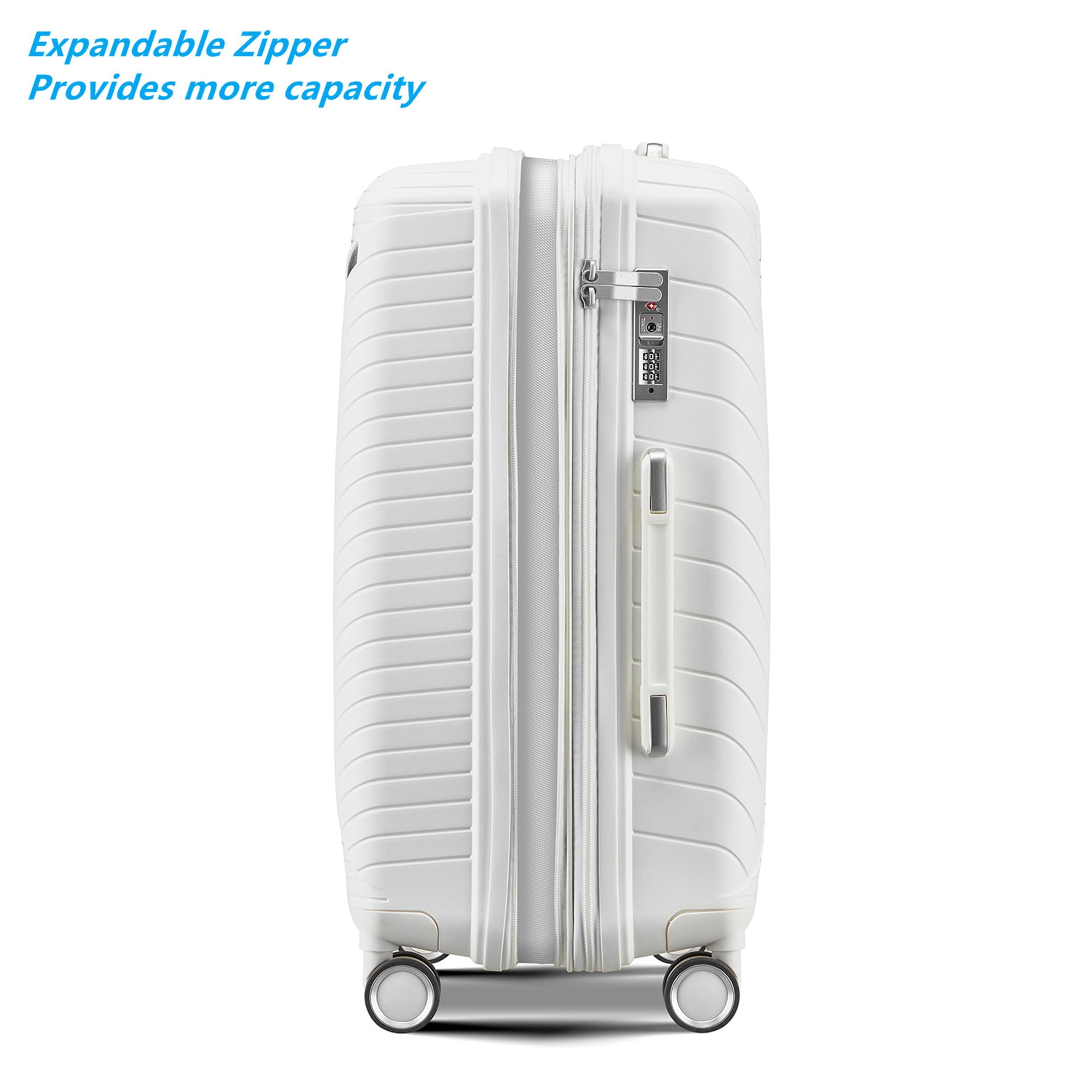 Aukfa Expandable Hardside 4-Piece Luggage Travel Set, Durable Suitcase Double Wheels, White