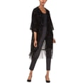 thumbnail image 1 of Anne Klein Womens Fringed Shawl Sweater, Black, Small, 1 of 2