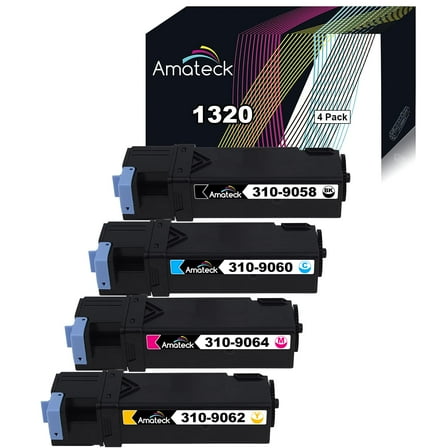 Amateck Compatible Toner Cartridge Replacement for Dell 310 9058 9060 9062 9064 4 Pack for 1320c