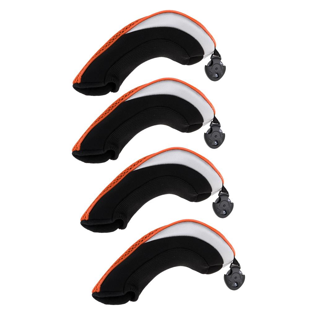 Axioma 4 Pieces Golf Hybrid UT Club Head Cover Headcover with Number Tag Orange