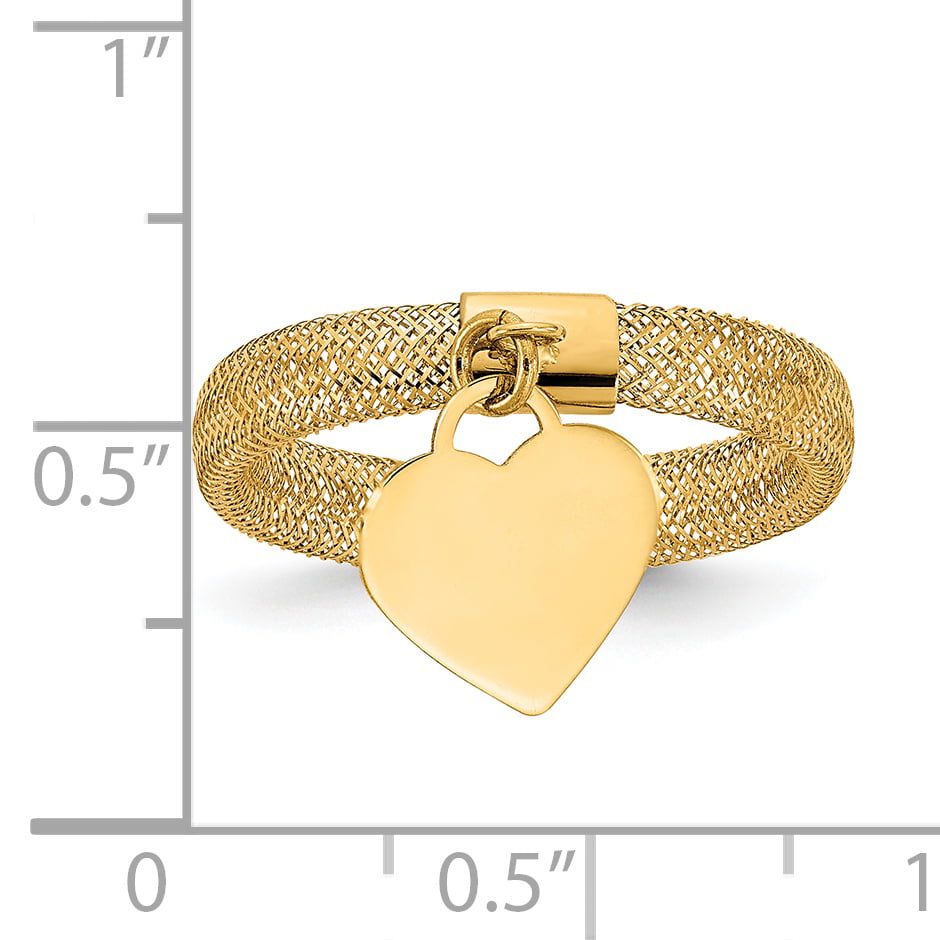 Details about   Real 14kt Gold Woven Mesh Stretch Polished Heart Charm Ring Size:7 