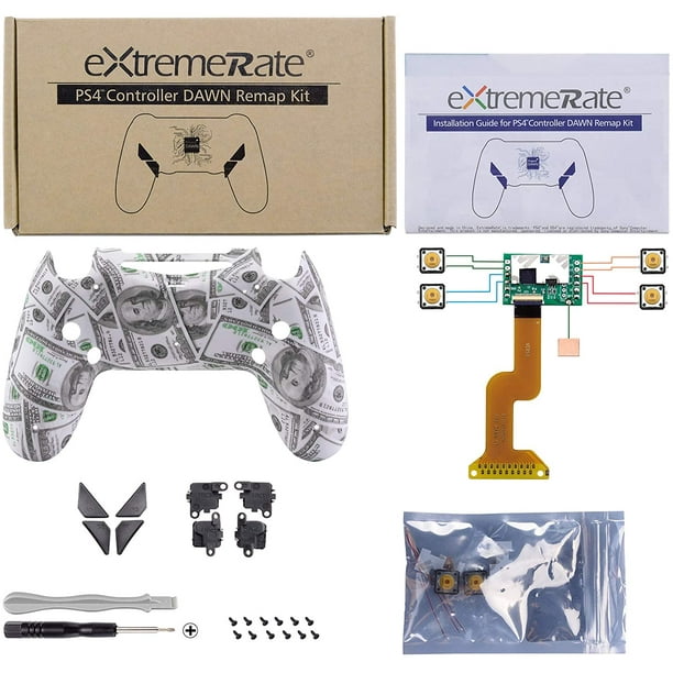 eXtremeRate Dawn Programable Remap Kit for PS4 Controller with Mod Chip Redesigned Back Shell 4 Back Buttons