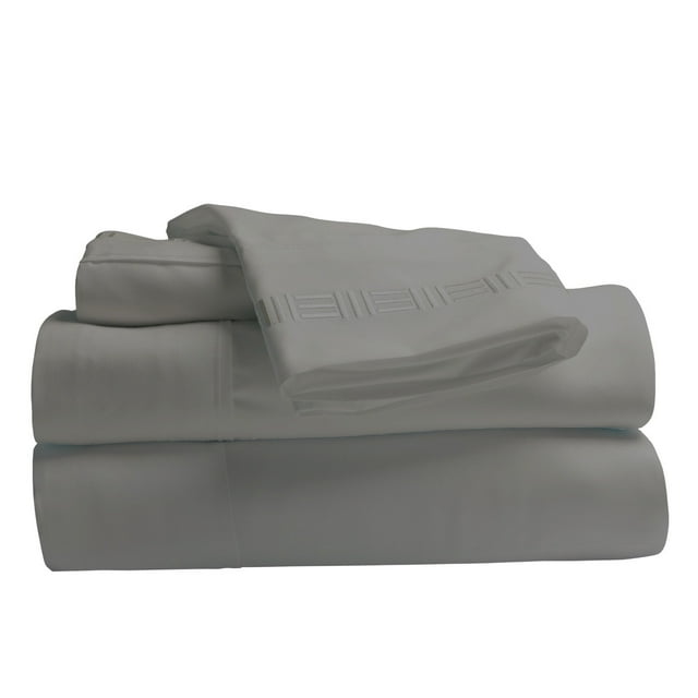 Comfy Bamboo World 9900 Series 100gsm Embroidered Bedsheets Sheet Set, Queen Size, Grey