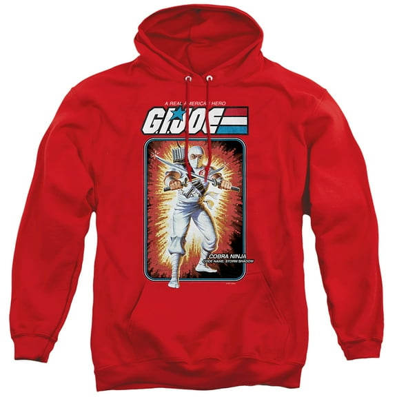 G.I. Joe Storm Shadow Card Unisex Adult Pull-Over Hoodie, Red, Small
