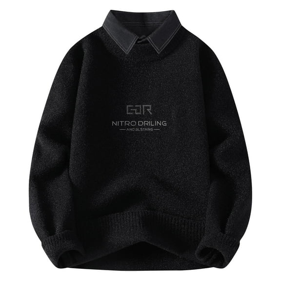 Yiliang Big and Tall Sweaters for Men Fall and Winter Long Sleeve Warm and Thermal Top Clothes ,Black,4XL