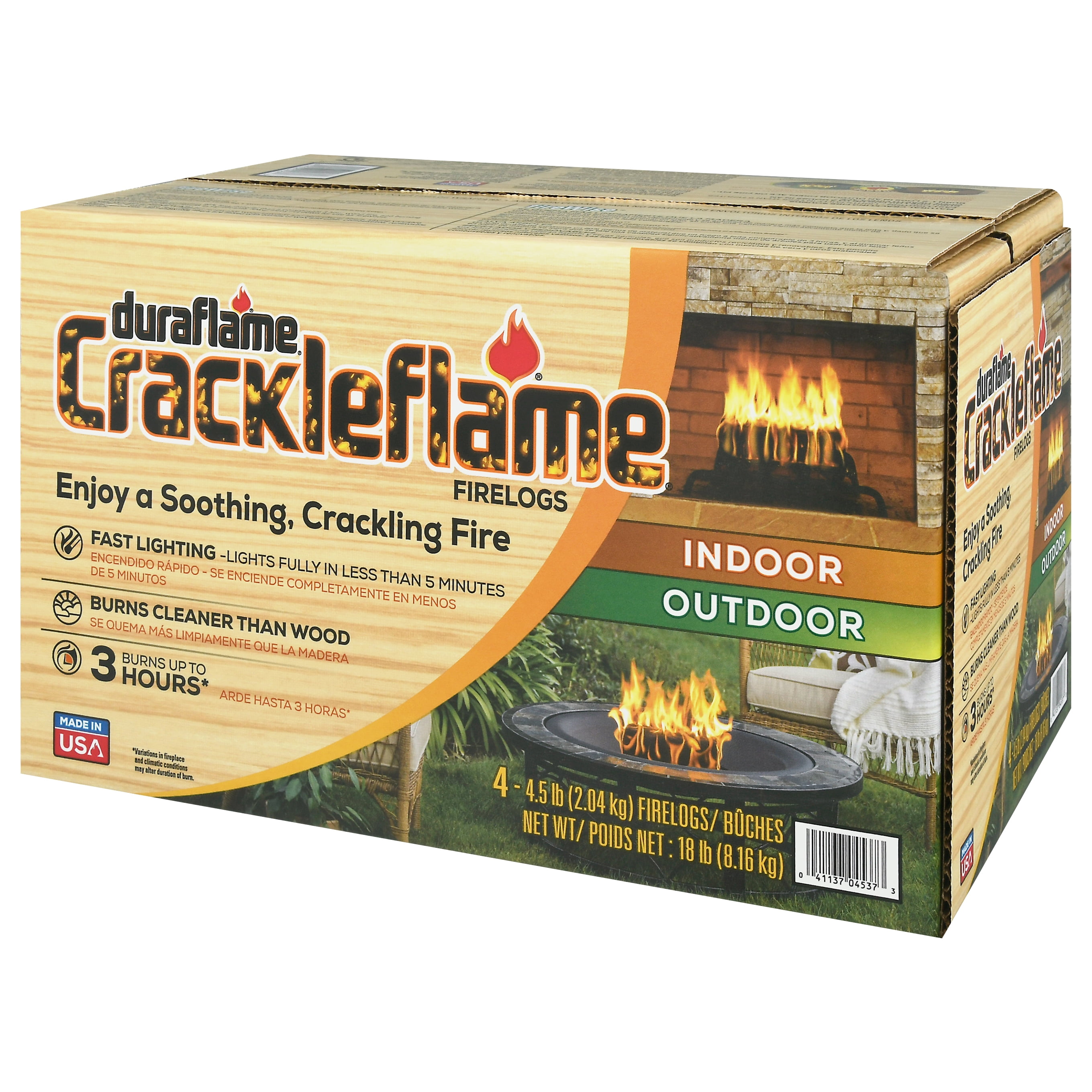 Duraflame Crackleflame 4.5lb 3-hr Indoor/Outdoor Firelog 4-Pack 