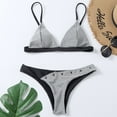 thumbnail image 3 of EIMELI Women Bikini Plain Retro Split Swimsuit Foreign Trade Color Swimsuit Swimwears Tankinis Set White Polyester L, 3 of 6