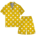 thumbnail image 3 of Men's Gradient Multicolored Printed Silk Satin Short Sleeve Button Up Pajama Wear Set for Comfortable Sleep and Relaxation at Home, 3 of 4