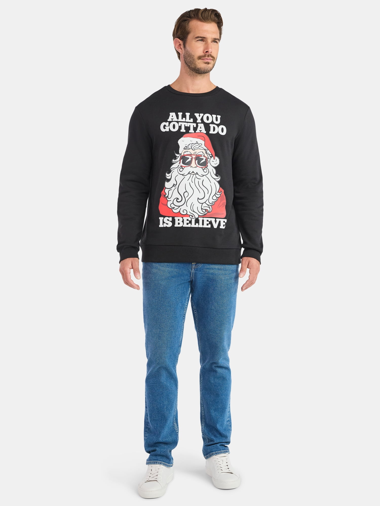 Mens & Big Men's Holiday Christmas Graphic Sweatshirt All You Gotta Do Is Believe, Sizes S-3XL by Jolly Knits