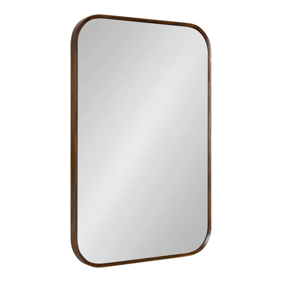 Kate and Laurel Nordlund Wooden Rectangle Wall Mirror with Rounded Corners, 23 x 35, Walnut Brown
