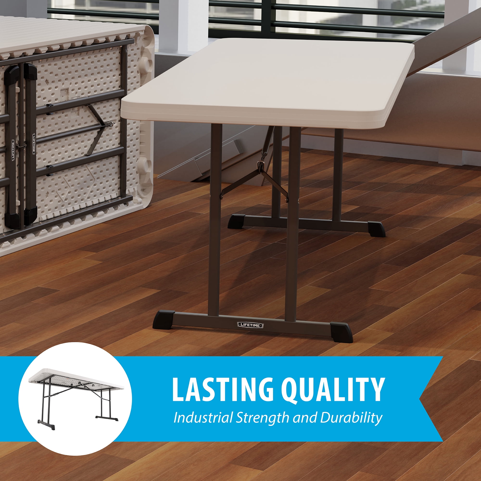 Lifetime 6 Foot Rectangle Folding Table, Indoor/Outdoor Professional Grade, Almond (80249)