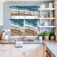 thumbnail image 6 of Kitchen Window Curtains Valance and Tier Set, Teal Gradient Water Ripple Abstract Geometric Rod Pocket Tier Curtain Valance Set, Summer Ocean Coastal Light Filtering Cafe Curtains for Bedroom, 6 of 9
