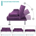 thumbnail image 3 of Aukfa Tufted Futon Convertible Sofa Bed for Home Office, 2 Cup Holders, Linen, Purple, 3 of 11