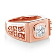 thumbnail image 3 of Gem Stone King 18K Rose Gold Plated Silver Men's Ring Set with Moissanite (2.43 Cttw) (Size 8), 3 of 4